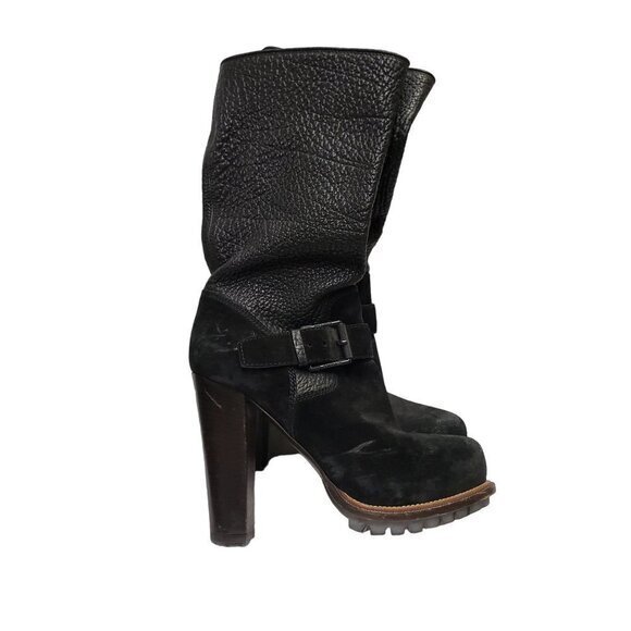 Belstaff Womens Pebbled Leather Suede Black Boots Size 36 / US 6‎ Pre-Owned - Picture 2 of 15